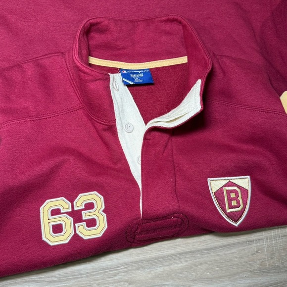 Boston College Champion Heritage Rugby Sweatshirt Embroidered #63 Maroon SZ XL - Picture 3 of 6